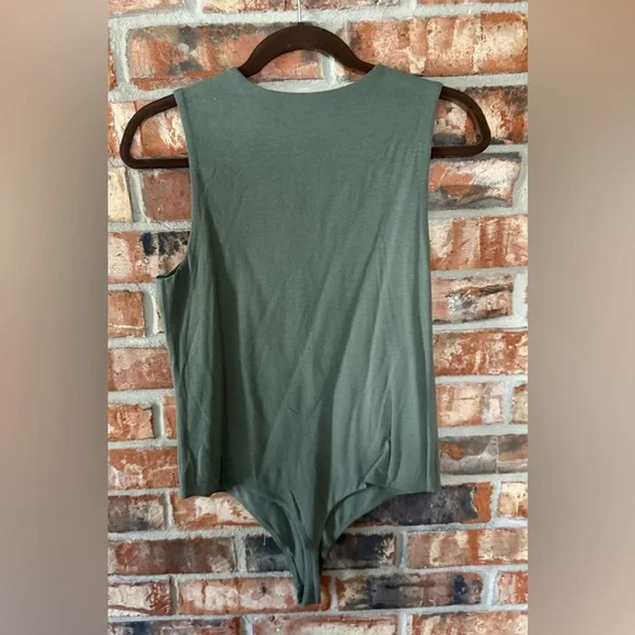 Nuuds Olive Green crewneck tank Bodysuit - Picture 3 of 6